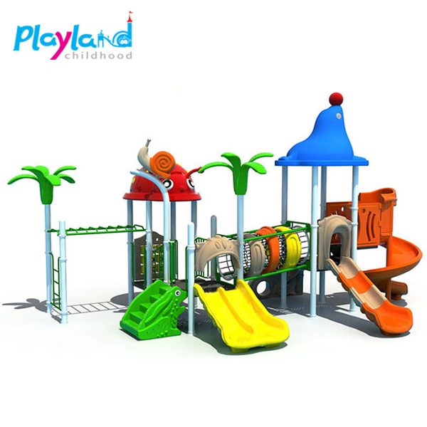 New design outdoor playground galvanized steel tube plastic slide